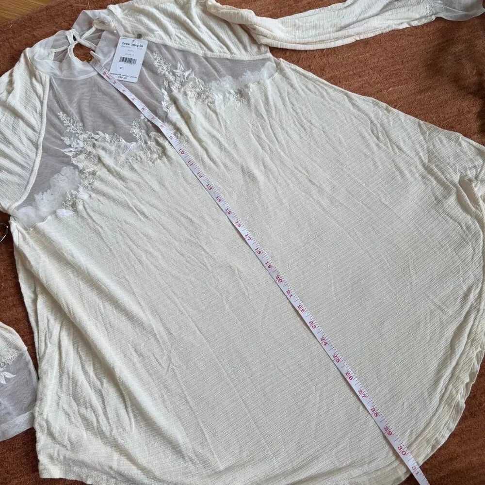 Free People Saheli Tunic Top Layering Piece in Ecru Large NWT